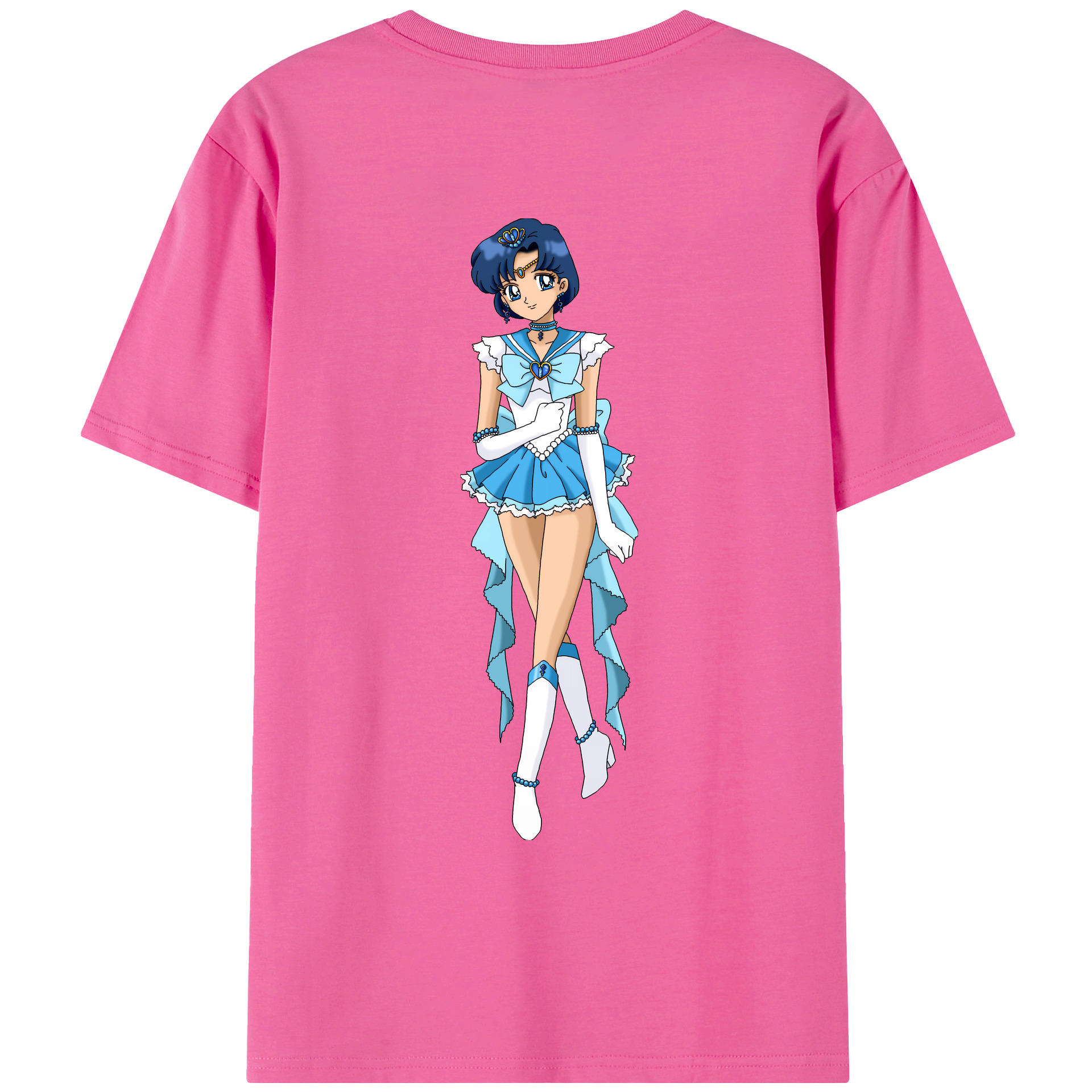 （画像用） 美少女戦士セーラームーン 水野 亜美 みずの あみ Sailor Moon Mizuno Ami レディース半袖Tシャツ(バックプリント)